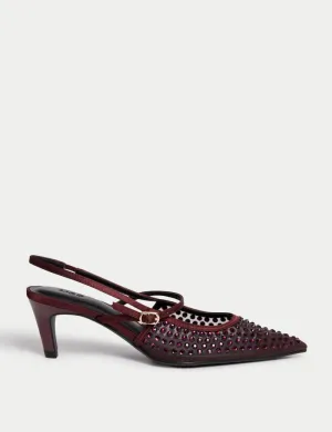 Sparkle Kitten Heel Slingback Shoes