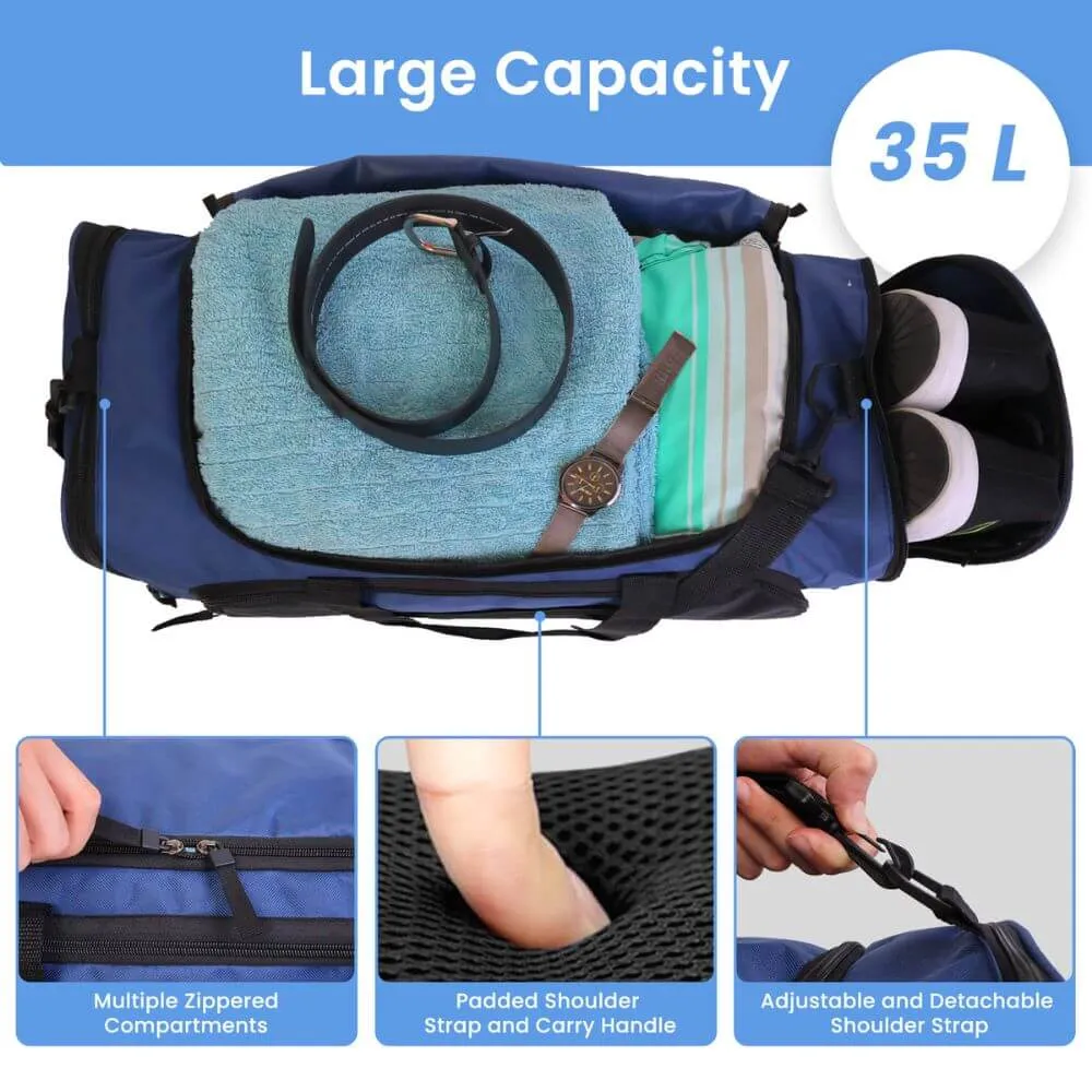 Sports Duffel Bag with Shoe Compartment - 35L