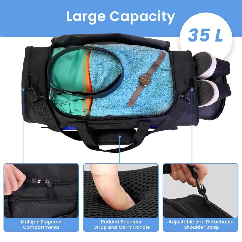 Sports Duffel Bag with Shoe Compartment - 35L