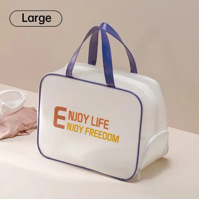 Stylish Frosted Design Wash Bag with Shoe Pocket