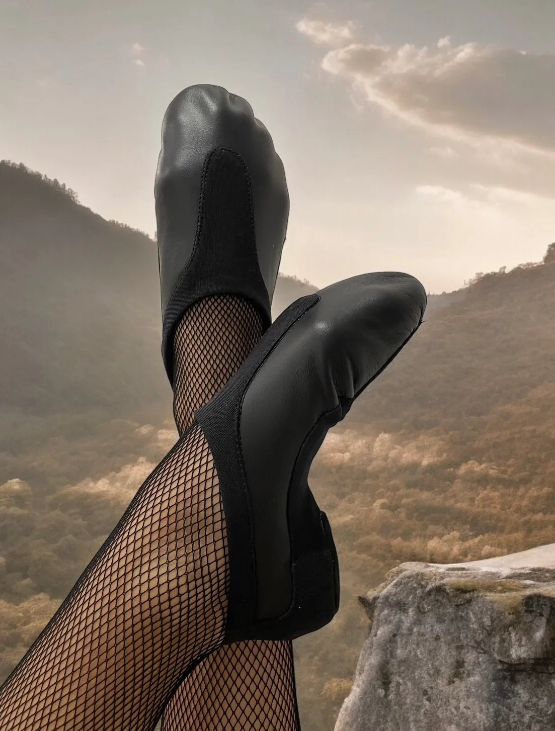 The Edge PROFESSIONAL Leather Split Sole Jazz Shoes Black
