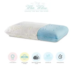 The White Willow Memory Foam Cooling Gel Orthopedic Bed Pillow For Sleeping & Neck Pain Relief Suitable For Back Sleeper, Side Sleeper & Stomach Sleeper With Pillow Cover (22"L x 15"W x 4"H,Multi)
