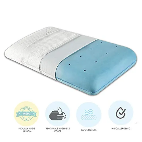 The White Willow Orthopedic Memory Foam Cooling Gel Standard Size Neck & Back Support Sleeping Bed Pillow with Removable Zipper Cover (22" L x 16" W x 5" H) -White