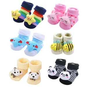 US 6 Pack Wrapables Cute 3D Cartoon Anti-Skid Baby Booties Sock Slipper Shoes