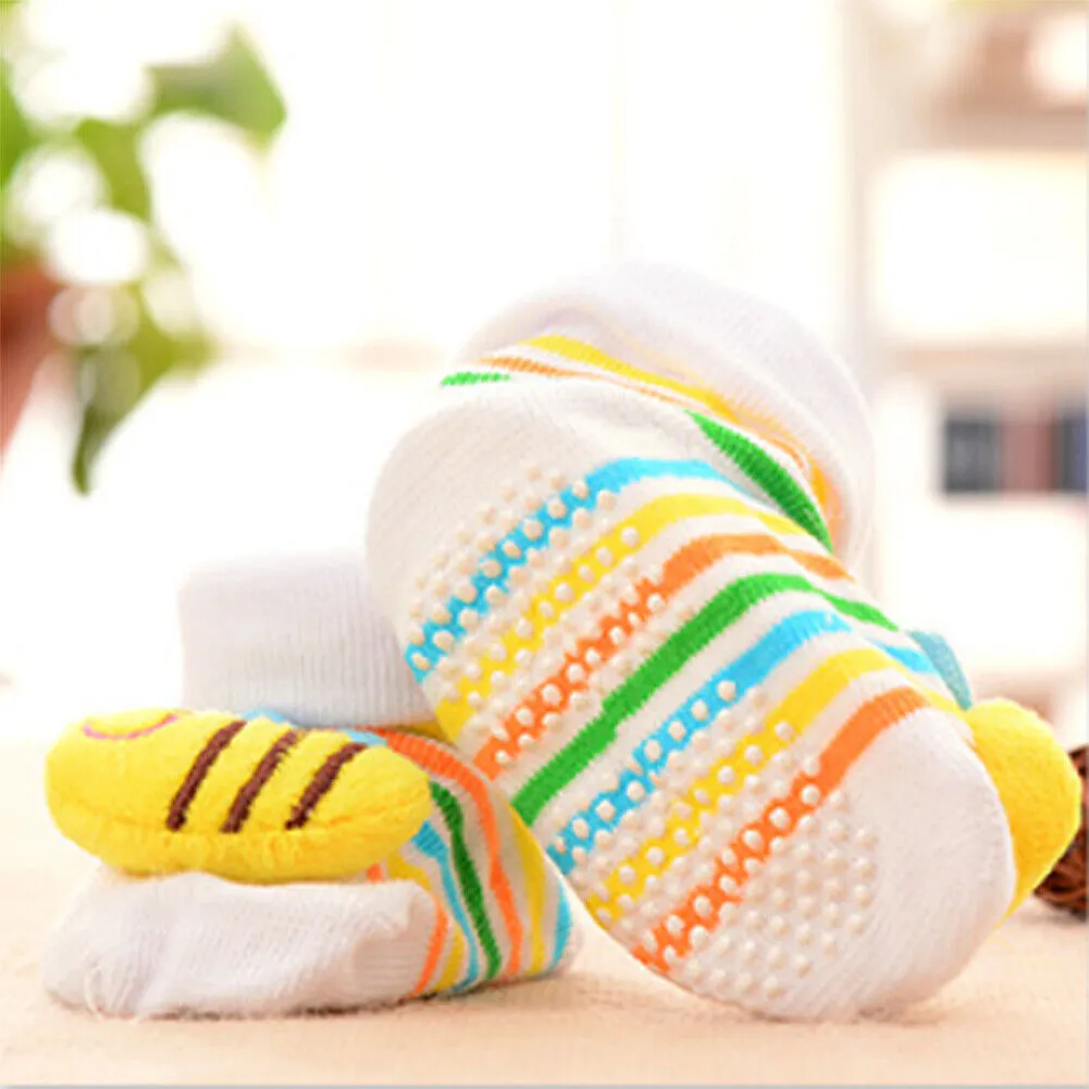 US 6 Pack Wrapables Cute 3D Cartoon Anti-Skid Baby Booties Sock Slipper Shoes