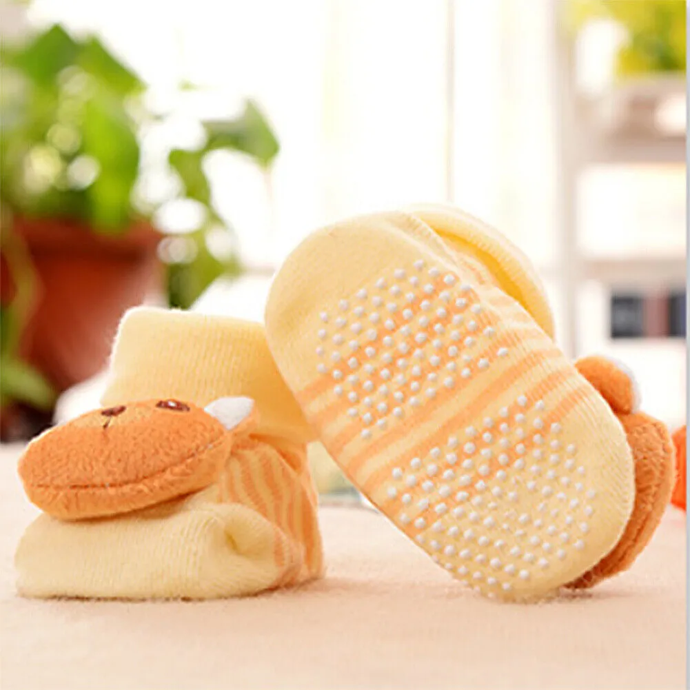 US 6 Pack Wrapables Cute 3D Cartoon Anti-Skid Baby Booties Sock Slipper Shoes