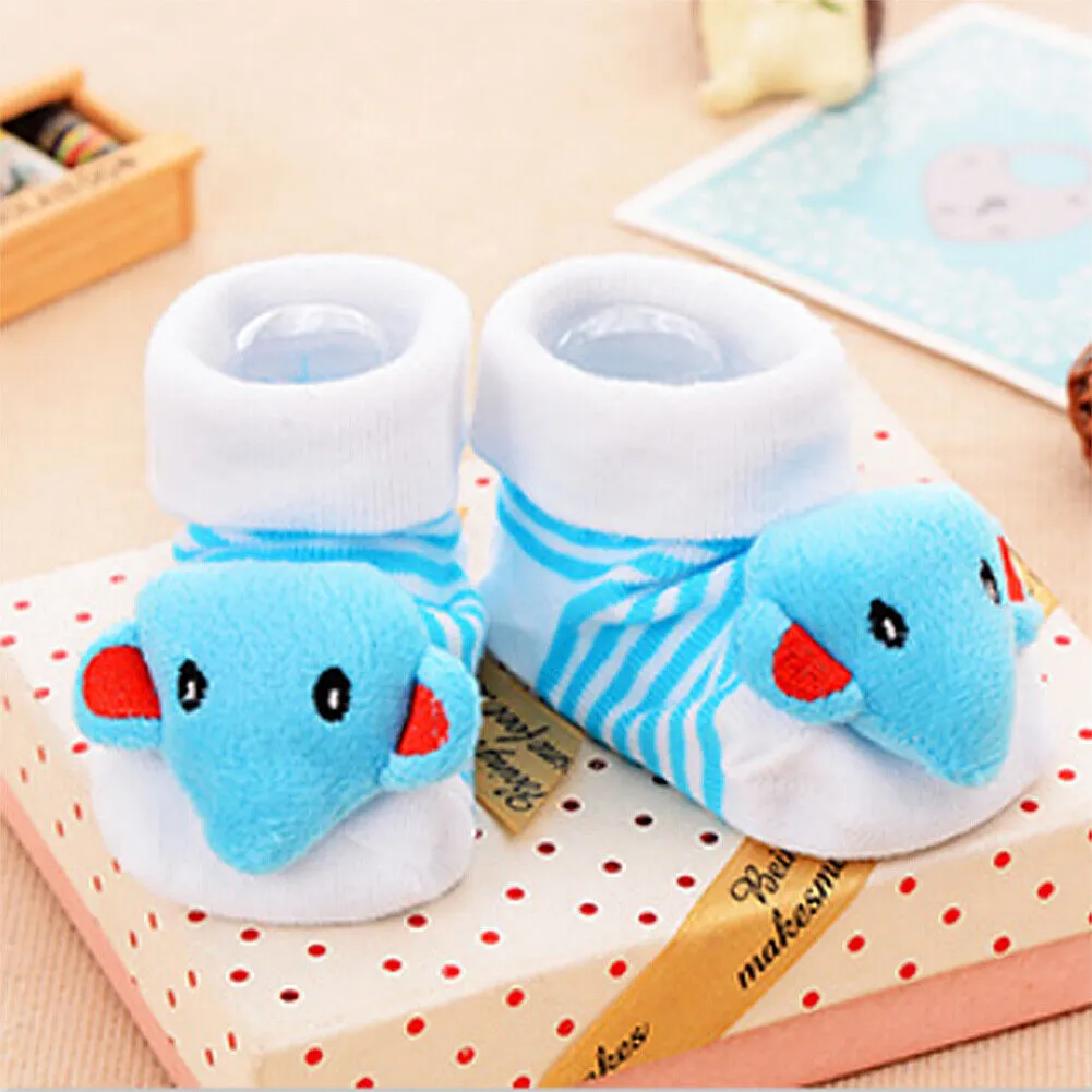 US 6 Pack Wrapables Cute 3D Cartoon Anti-Skid Baby Booties Sock Slipper Shoes