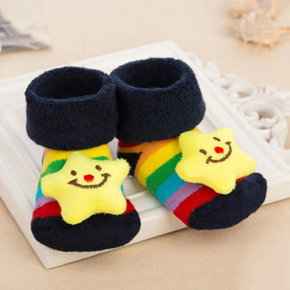 US 6 Pack Wrapables Cute 3D Cartoon Anti-Skid Baby Booties Sock Slipper Shoes