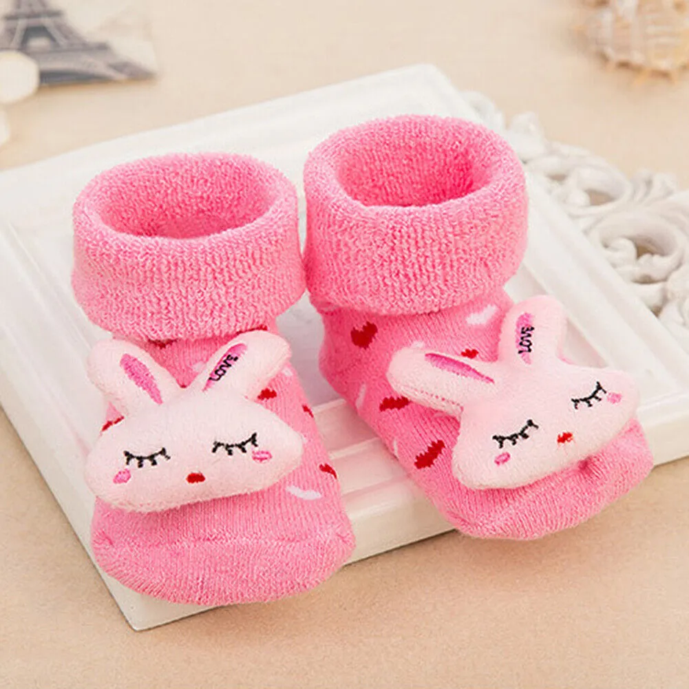 US 6 Pack Wrapables Cute 3D Cartoon Anti-Skid Baby Booties Sock Slipper Shoes