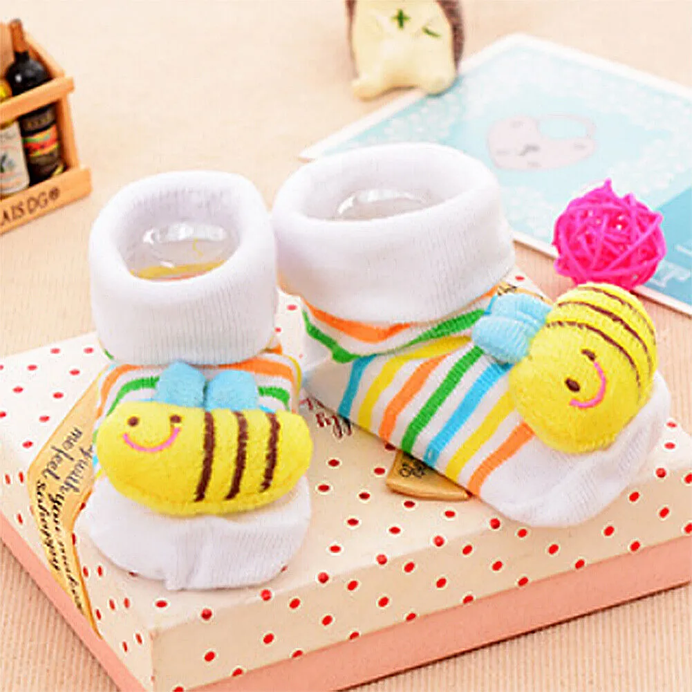 US 6 Pack Wrapables Cute 3D Cartoon Anti-Skid Baby Booties Sock Slipper Shoes