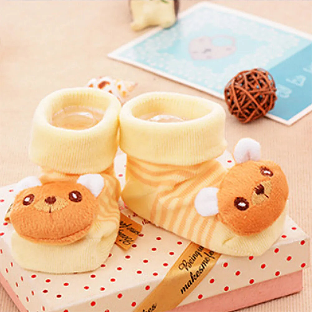 US 6 Pack Wrapables Cute 3D Cartoon Anti-Skid Baby Booties Sock Slipper Shoes