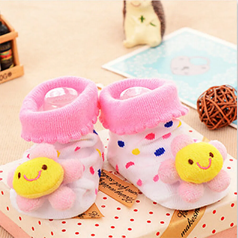 US 6 Pack Wrapables Cute 3D Cartoon Anti-Skid Baby Booties Sock Slipper Shoes