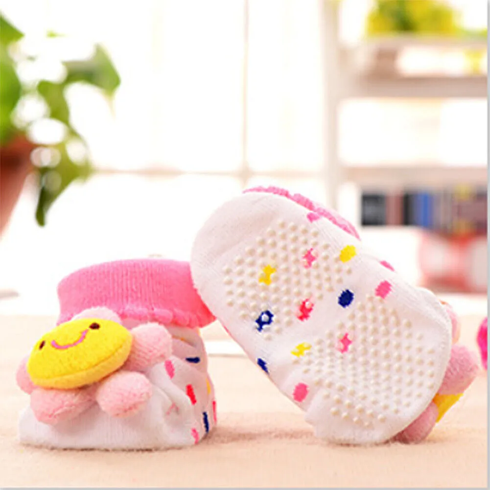 US 6 Pack Wrapables Cute 3D Cartoon Anti-Skid Baby Booties Sock Slipper Shoes