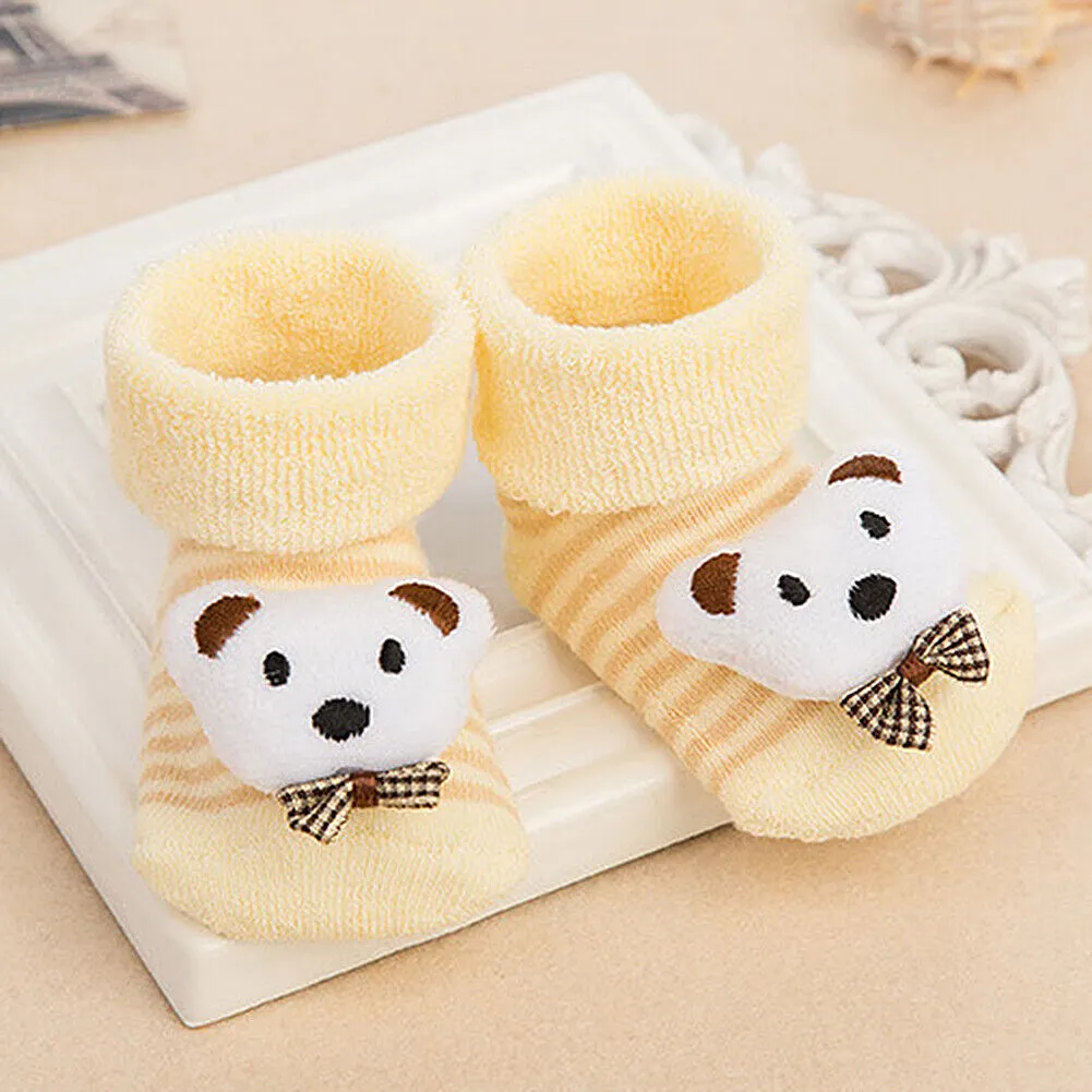 US 6 Pack Wrapables Cute 3D Cartoon Anti-Skid Baby Booties Sock Slipper Shoes
