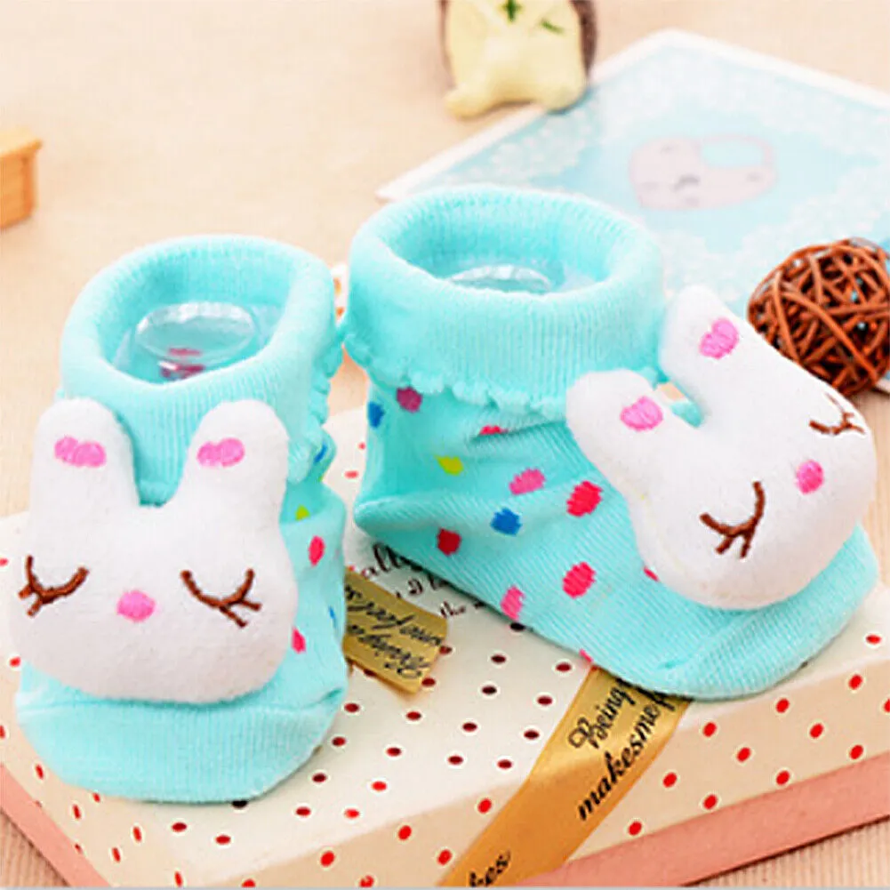 US 6 Pack Wrapables Cute 3D Cartoon Anti-Skid Baby Booties Sock Slipper Shoes