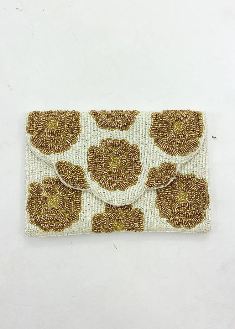 Varamon "Floral" Beaded Clutch