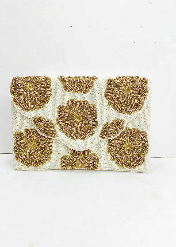 Varamon "Floral" Beaded Clutch