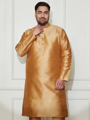 Vastramay Plus Men's Rose Gold Silk Blend Kurta