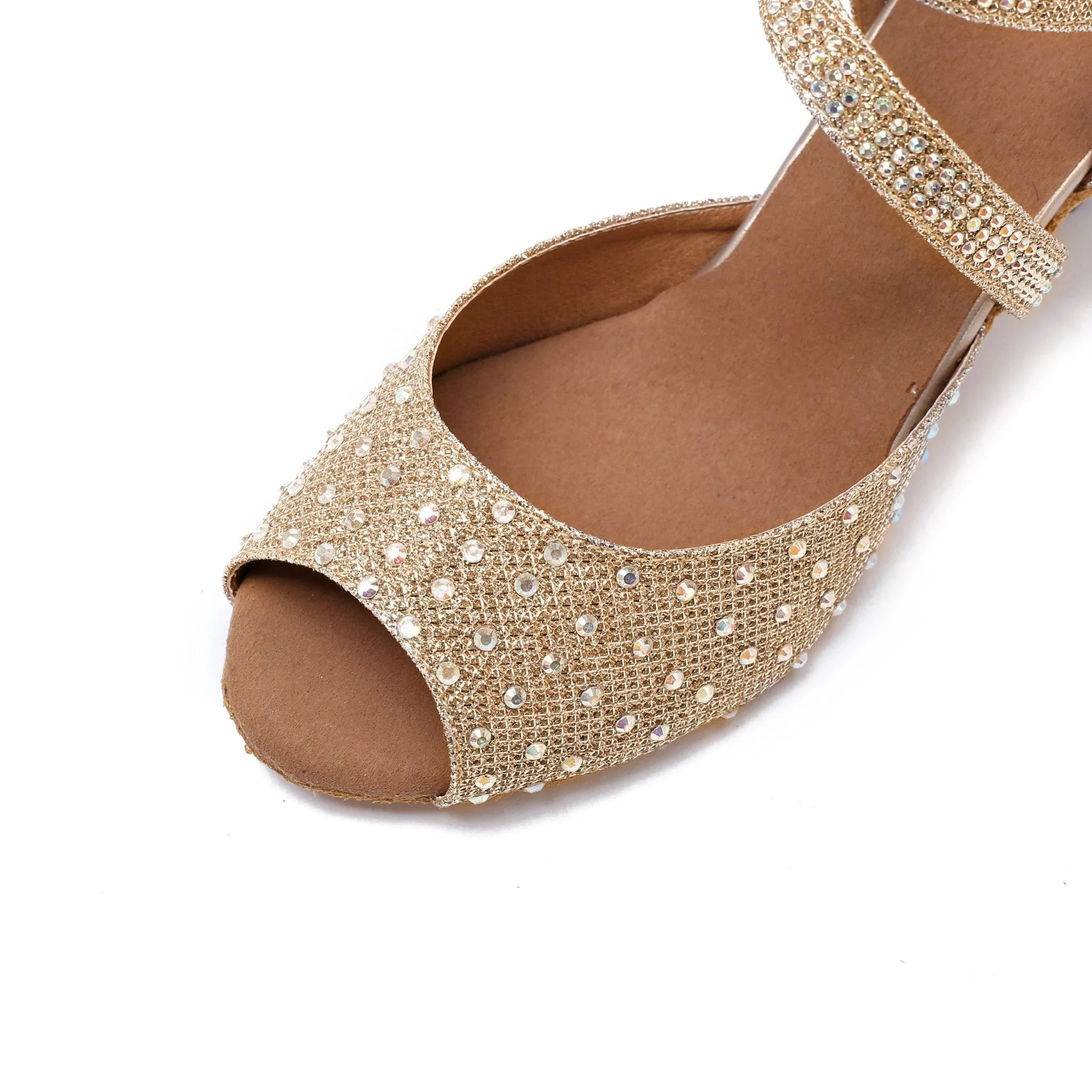 WEDOPUS Go-Go Glitter Faux Diamond Ballroom Soft Bottom Dance Shoes