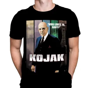 WHO LOVES YA KOJAK - Retro TV Poster Art - T-Shirt
