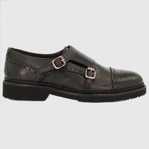 Woman's Brogue Double Monk Leather in Testa Di Moro (GRD611/6)