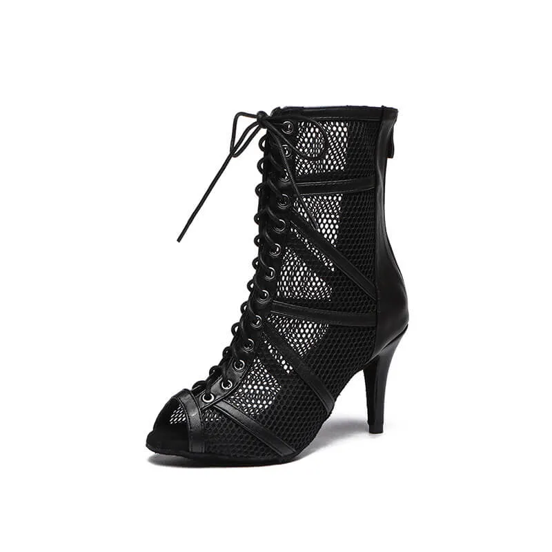 Women Mesh Pointed toe  High Heels Ankle Boots