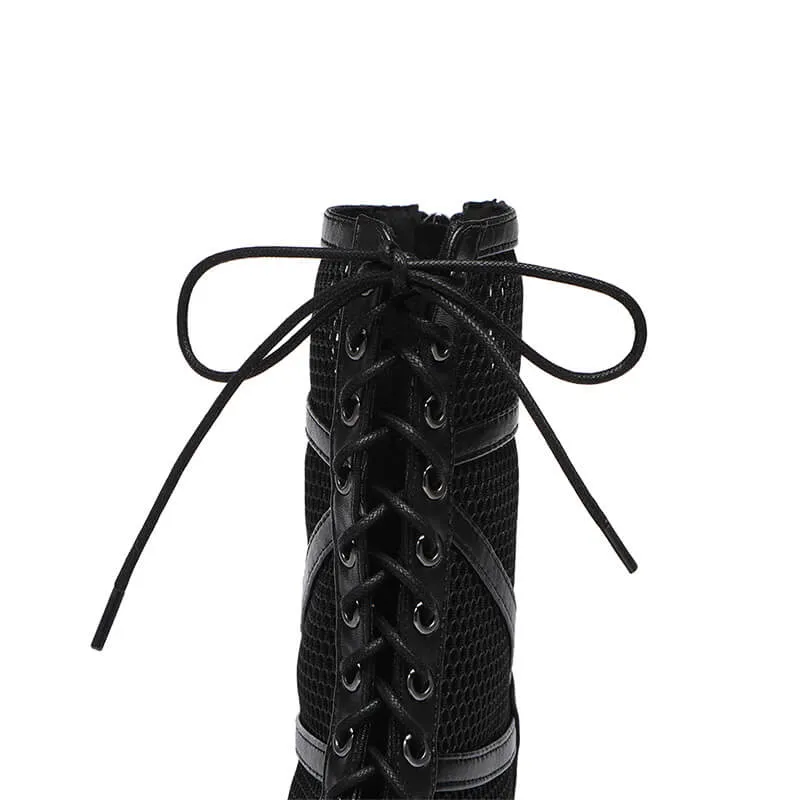 Women Mesh Pointed toe  High Heels Ankle Boots