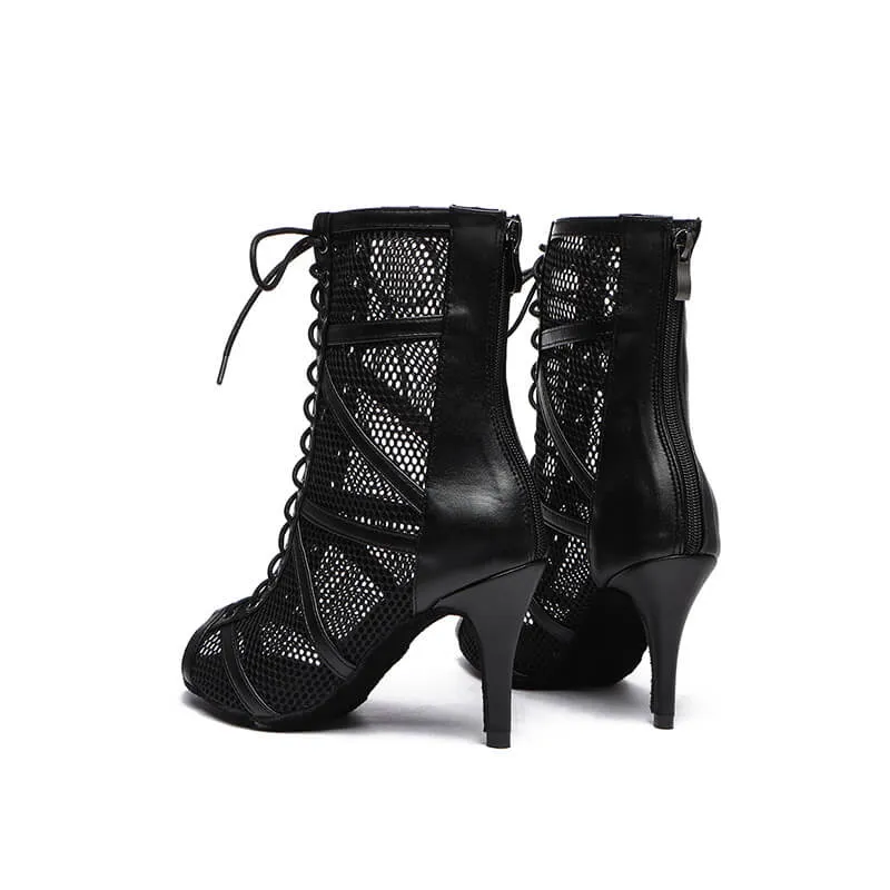 Women Mesh Pointed toe  High Heels Ankle Boots