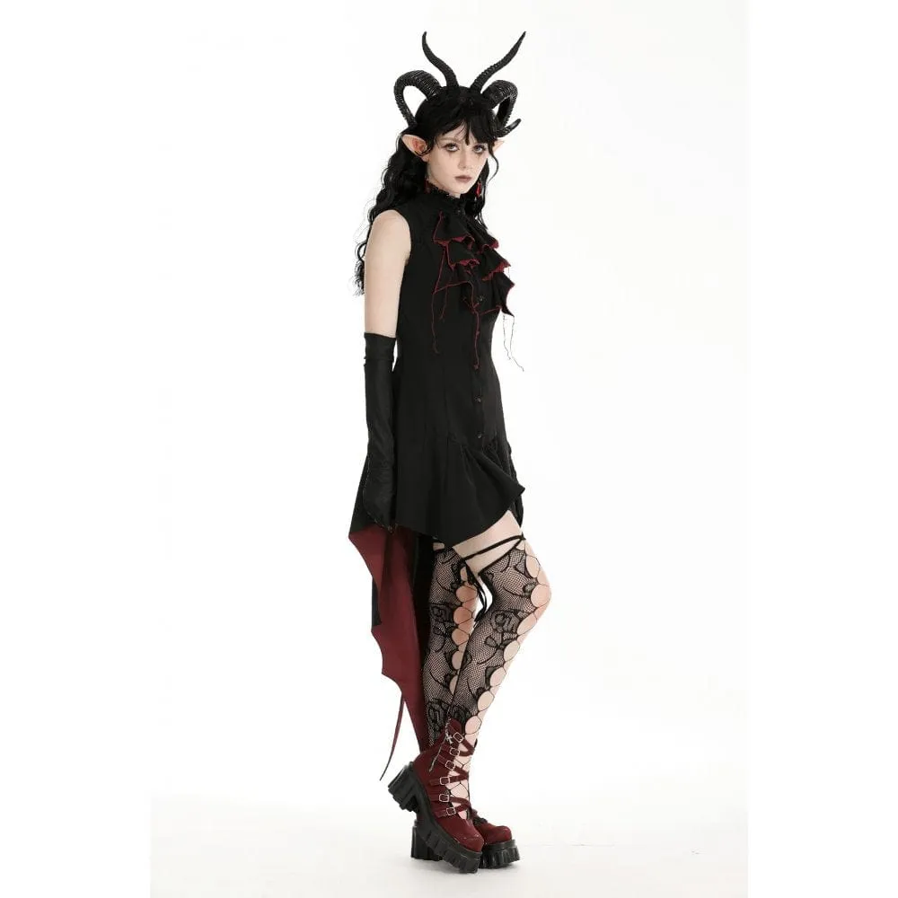 Women's Gothic Contrast Color Halloween Tail Dress