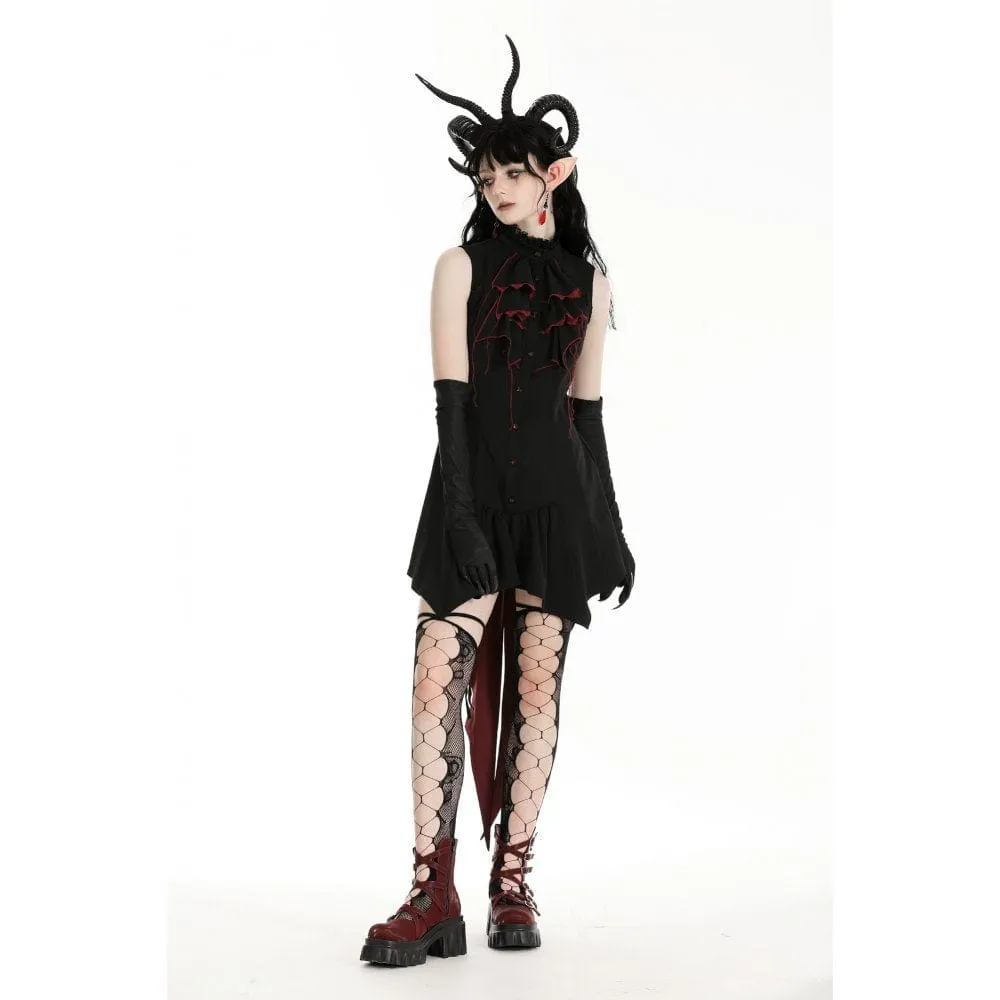 Women's Gothic Contrast Color Halloween Tail Dress
