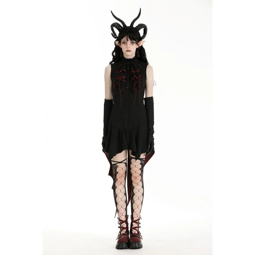 Women's Gothic Contrast Color Halloween Tail Dress
