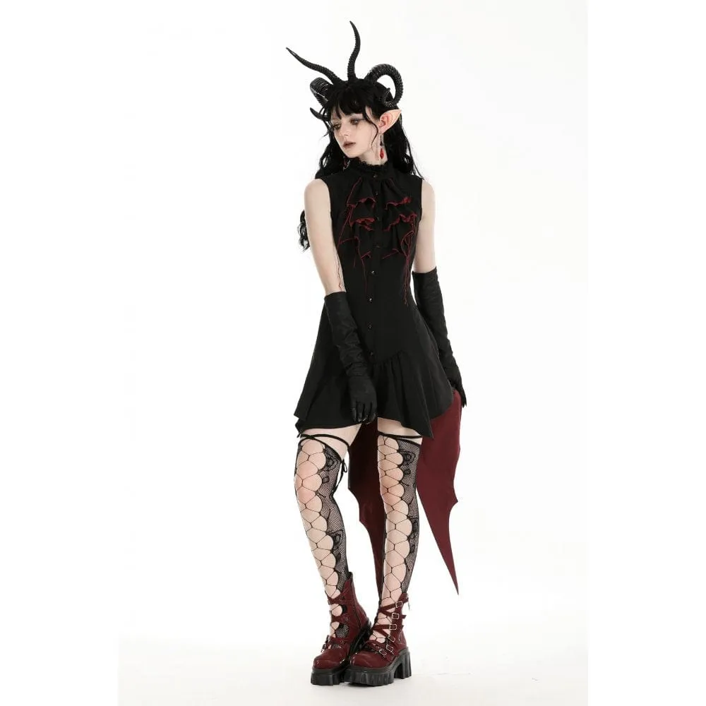 Women's Gothic Contrast Color Halloween Tail Dress