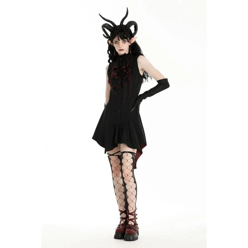 Women's Gothic Contrast Color Halloween Tail Dress