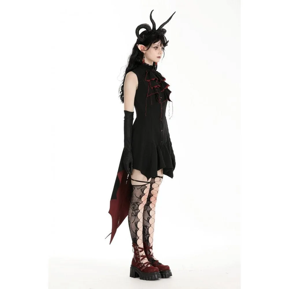Women's Gothic Contrast Color Halloween Tail Dress