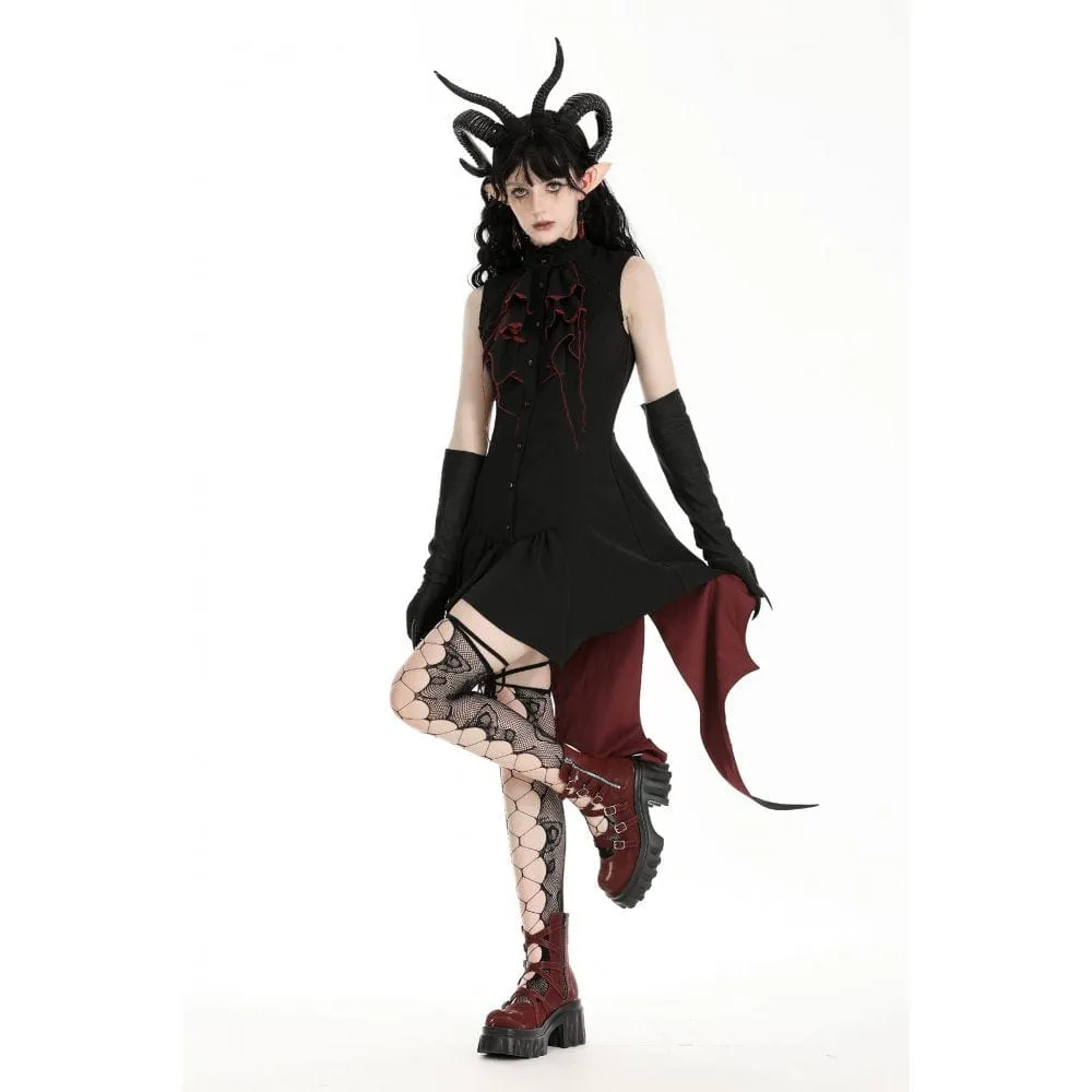 Women's Gothic Contrast Color Halloween Tail Dress
