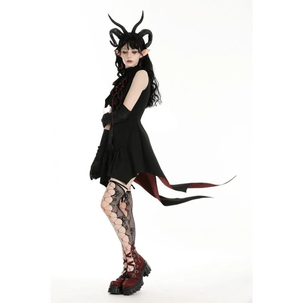 Women's Gothic Contrast Color Halloween Tail Dress