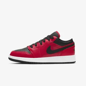 Women's / GS Air Jordan 1 Low "Banned" Pebbled Swoosh (Black/Gym Red)(553560-605)