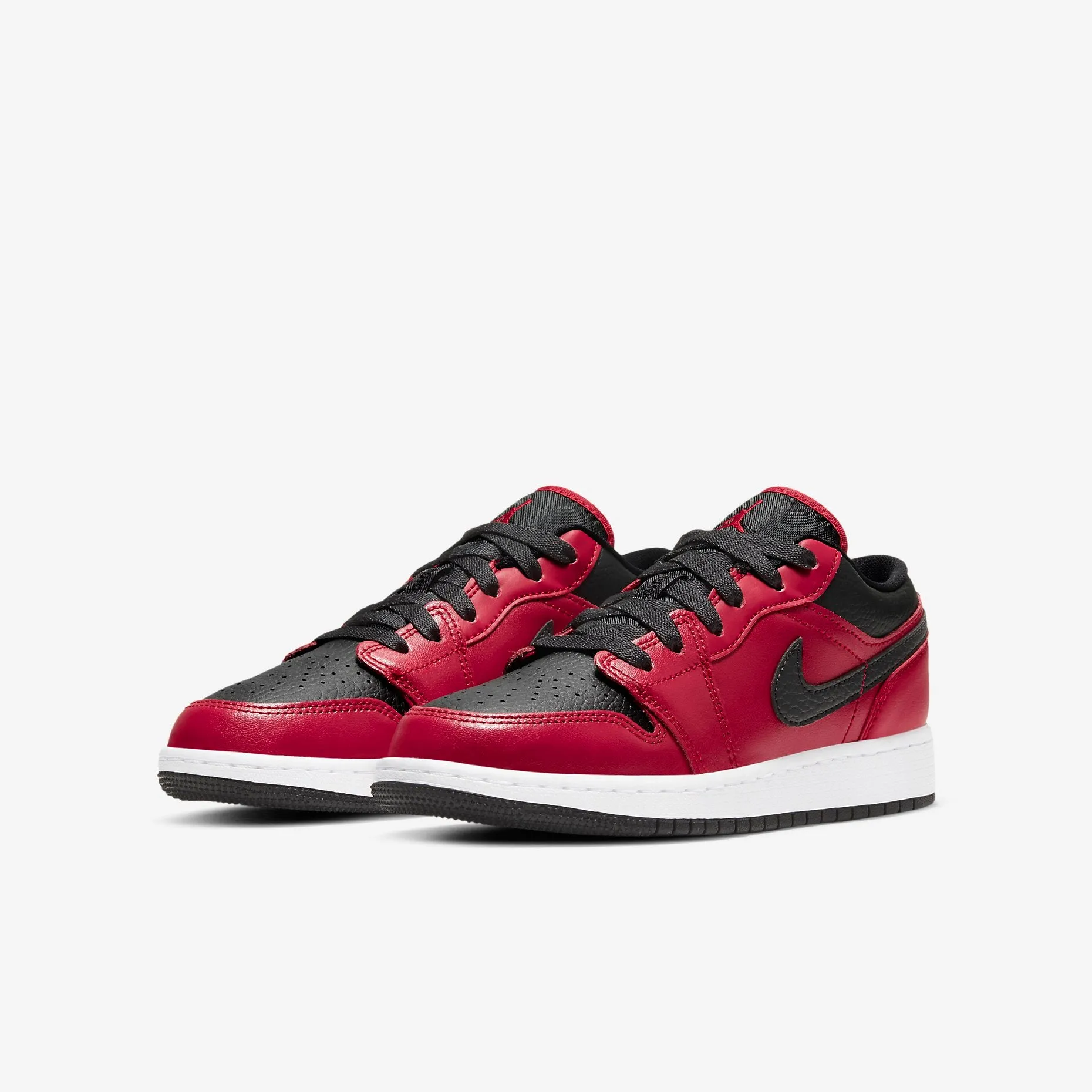 Women's / GS Air Jordan 1 Low "Banned" Pebbled Swoosh (Black/Gym Red)(553560-605)