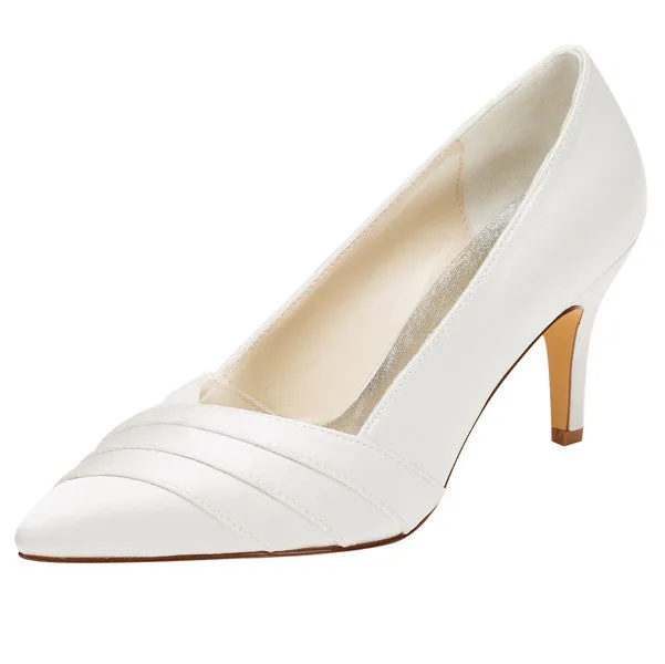Women's Satin Stiletto Heel Closed Toe Pumps,High Quality Wedding Shoes, L590
