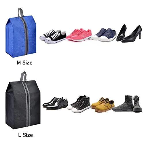 Zmart Portable Travel Shoe Bags with Zipper for Men Waterproof Nylon Traveling Shoe Storage Organizer Packing Cubes 4 Pack